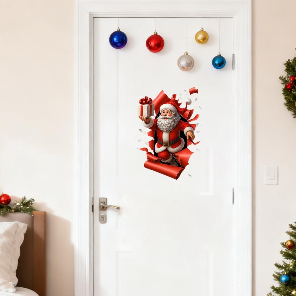 Weihnachten Kreativer visueller Effekt Gebrochene Wand Cartoon Aufkleber Festliche Atmosphäre Wohnzimmer Heimdekoration Wandaufkleber