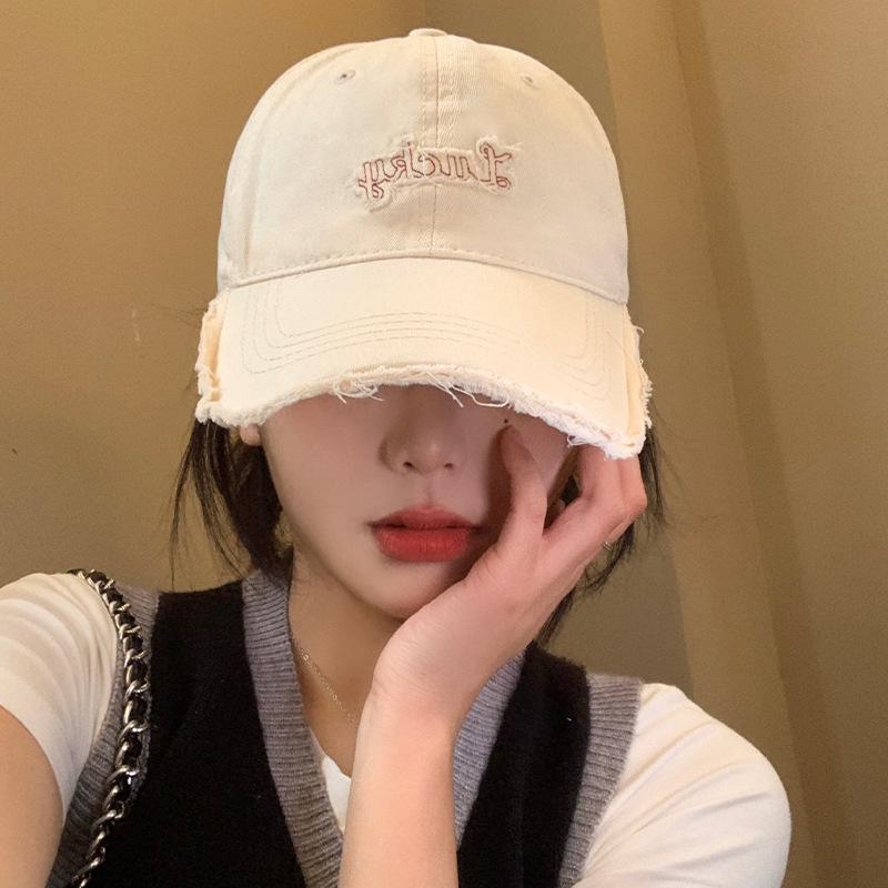 Women's New Style of Old-fashioned Baseball Cap with Big Head and Face  Small Baseball Cap Soft Top Wide Brim Beige Hat