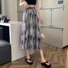 Tie-dye ink printing high-waisted skirt women's summer design sense niche covering a-shaped skirt medium and long covering umbrella skirt