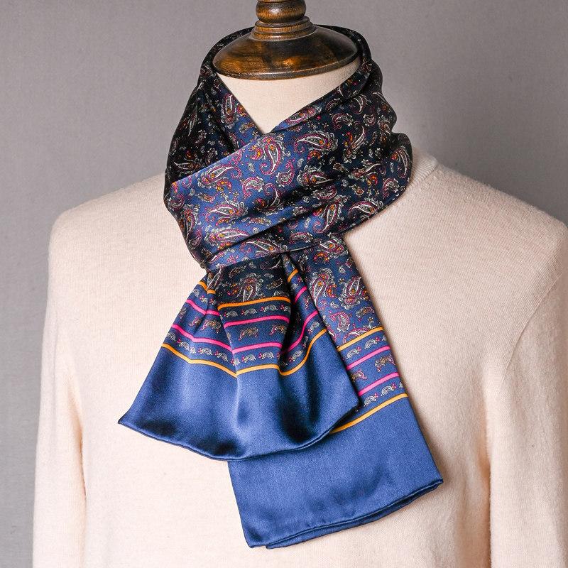 Black Mulberry Silk Men'S Scarf Imitation Silk Silk Scarf Plaid Men'S Middle-Aged And Old Scarf Spring, Autumn And Winter Thin