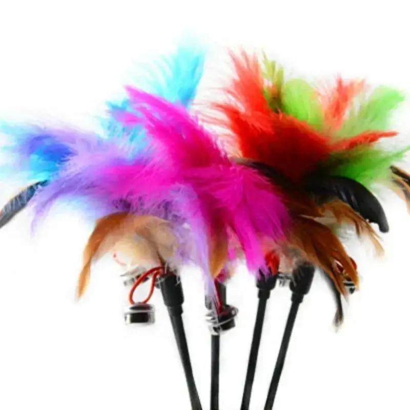 2Pcs Small Cat Toy Bell Feather Funny Cat Rod Toy Cat Toys Interactive Cat Accessories Pet Cat Supplies Gifts