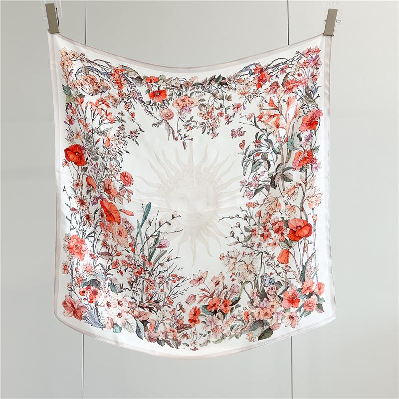 100% Silk Scarf Women's Spring Summer Fashion Versatile 12 MM Silk Scarf 65cm Medium Square Scarf Shape Decorative Shawl