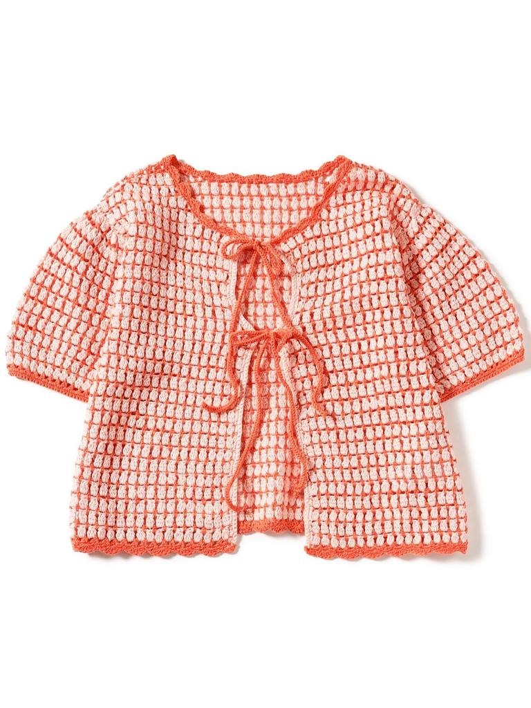 B:MING LIFE STORE by BEAMS S/S Knitwear/Knit Vest [Special Order] LOGAN Knitting Mills Crochet Cardigan, Women's, Pink, One Size