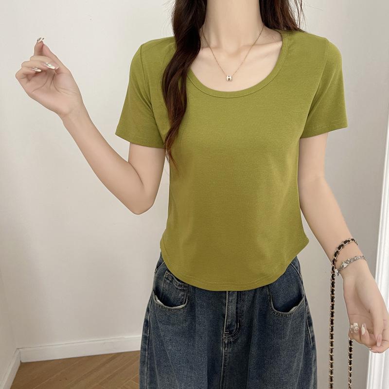Women's 2026 Spring/Summer Loose Fit Pure Cotton Short Sleeve Round Neck T-shirt