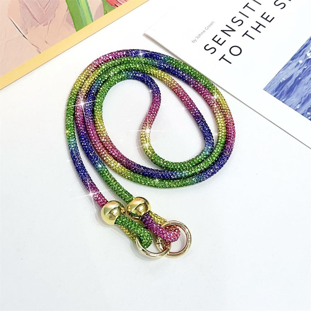 Pvc Phone Lanyard With Full Rhinestone Water Dazzling Crystal Beads For Women And Men