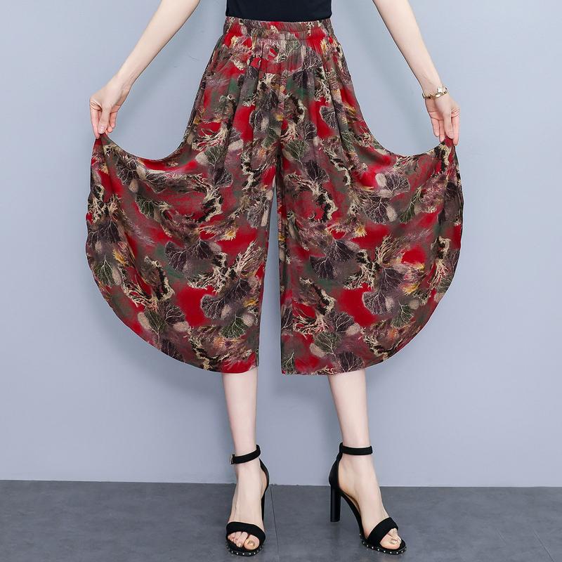 Summer Oversize Pants Elegant 2025 New Casual Wide Leg Pants Women Elastic Waist Summer Clothes High Quality