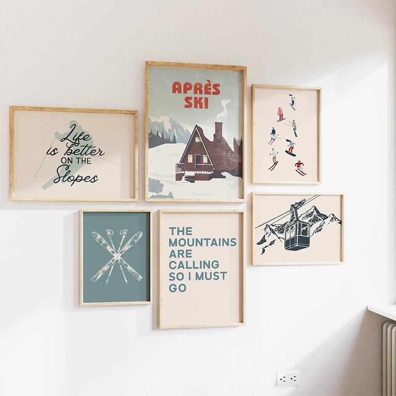 Vintage Ski Après Ski Travel Ski Landscape Winter Sports Art Poster Canvas Painting Wall Prints Picture Living Room Home Decor