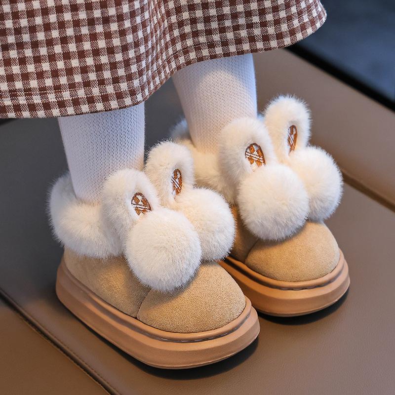 New children's cotton shoes winter stepping on shit feeling indoor and outdoor thickened warm medium and older children's baby cotton slippers
