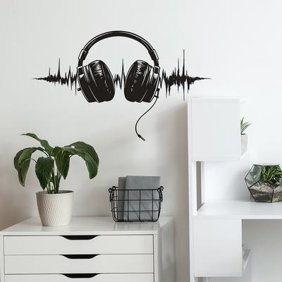 Funkelnde Kopfhörer Sonic Wire Schlafzimmer Wohnzimmer Arbeitszimmer Heimhintergrund Verschönerung Wandaufkleber