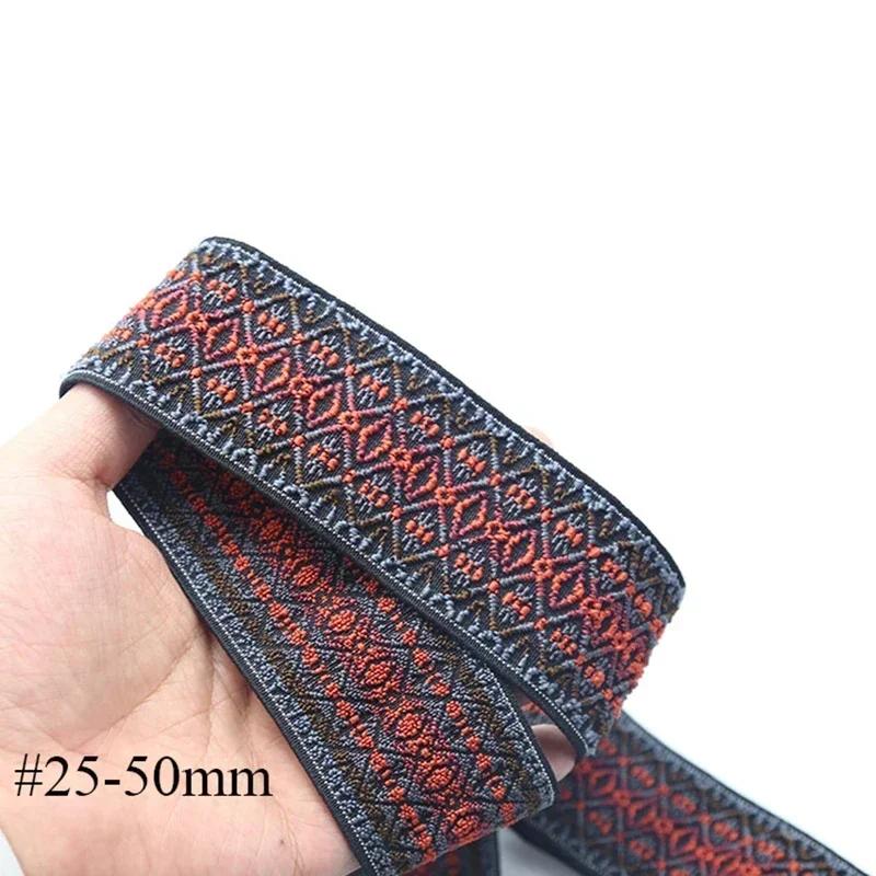 Meetee 2/3/5M Elastic Band 50mm Jacquard Stretch Webbing Ribbon for Trousers Waistband Rubber Bands Garment Sewing Accessories