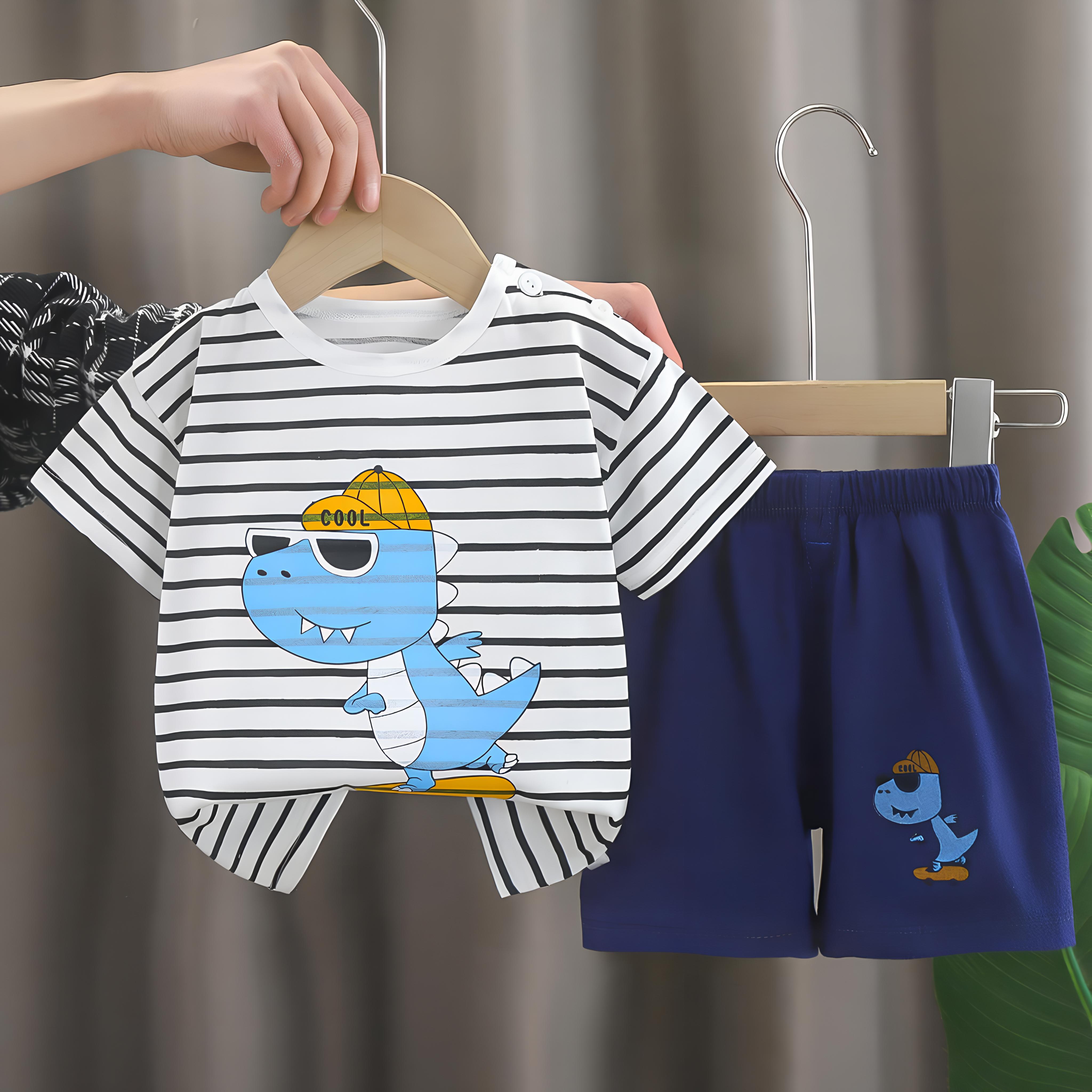 

Детская одежда Детские комплекты Футболка для мальчиков и девочек Шорты 2 шт Летняя хлопковая одежда с коротким рукавом Детская одежда Костюм для малышей 73CM