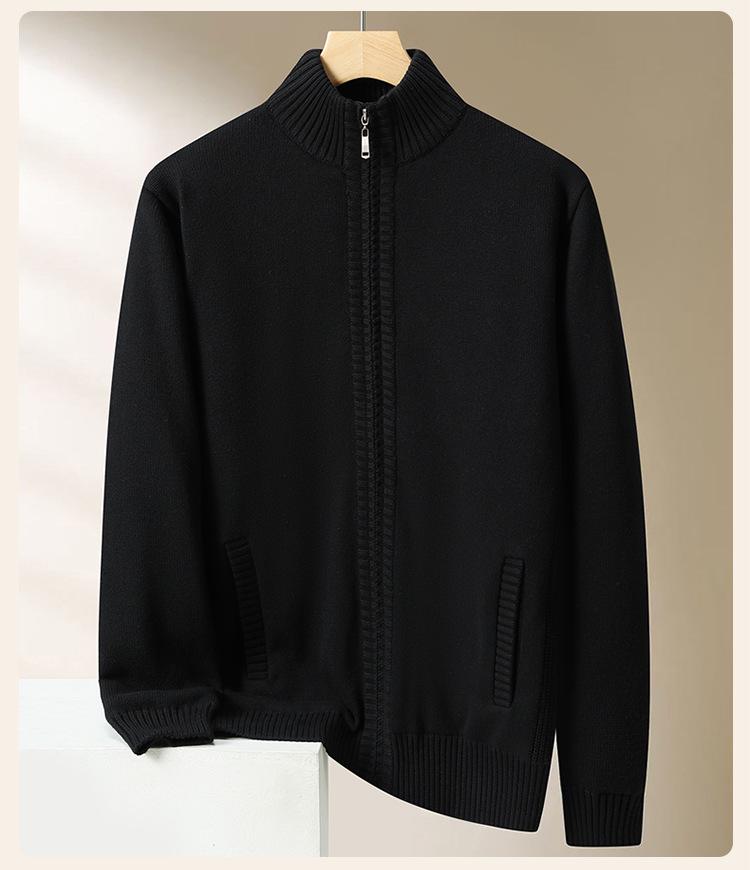 2025 Men's Autumn/Winter Plus Size Light Luxury Warm Down Knit Cardigan Sweater.