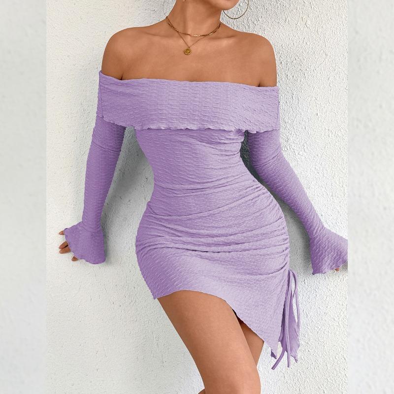 JPNTKY Women's Fashion Summer Spring Solid Color Print Long Sleeve Casual Dresses