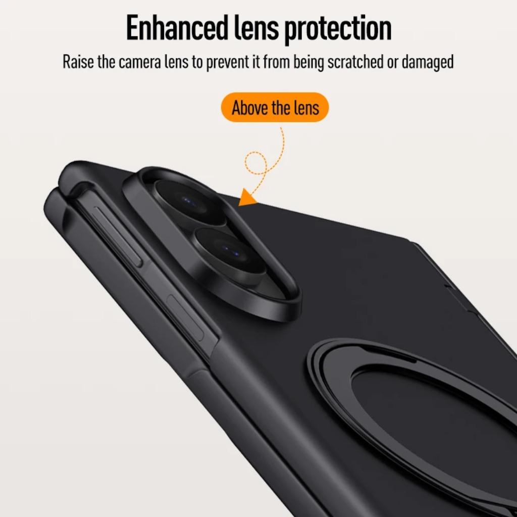 For Samsung Galaxy Z Fold 8 Fold8 Ultra Phone Case Matte 360 Rotating Bracket Magnetic Wireless Charging Hinge W/ Tempered Film