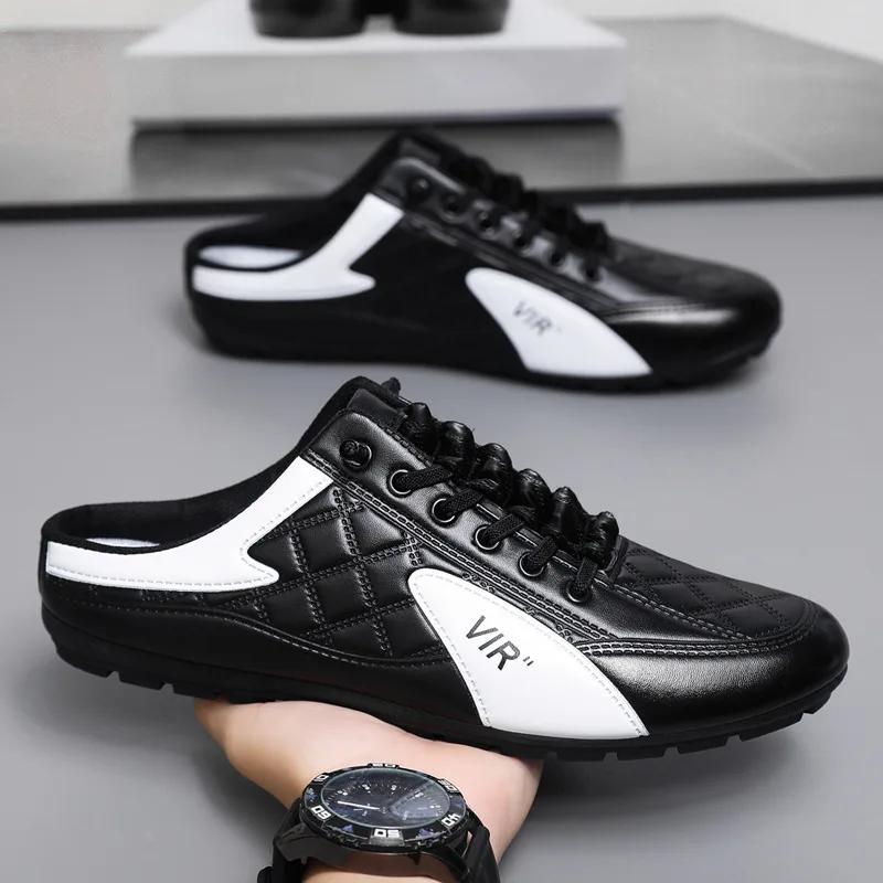 

Мода Мужская Мода Мягкая подошва Полушлепанцы Мужские Модные Повседневные Туфли Мягкая Подошва Нескользящая Обувь Новая Уличная Обувь для Ходьбы Zapatos Hombre 39 чёрный