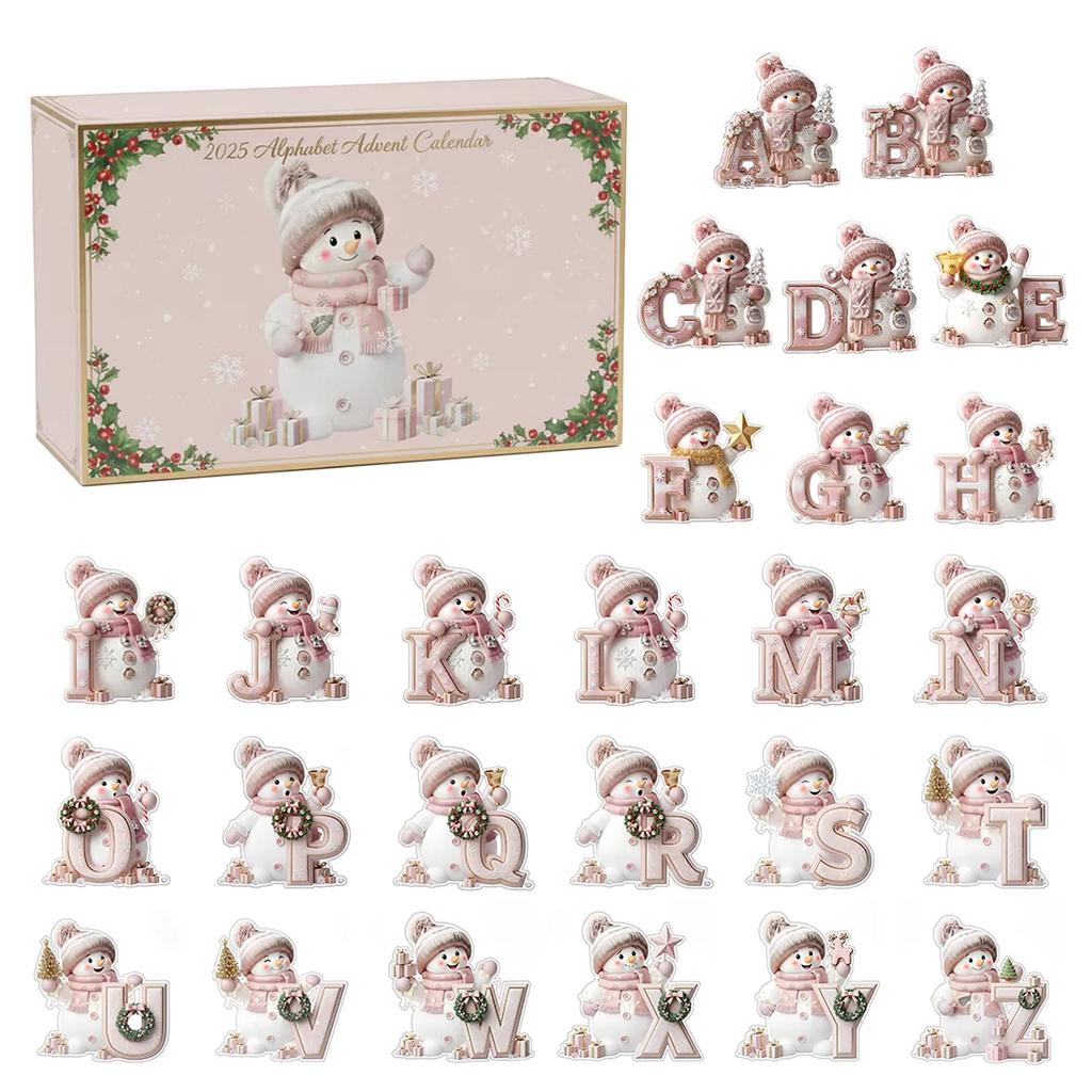 Christmas Countdown Calendar Letter Snowman Pendant