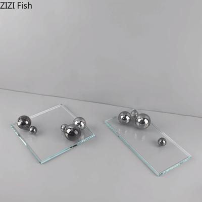 Light Luxury Geometry Crystal Ball Tray Desktop Decoration Creative Key Jewelry Storage Decoration Modern Home Decoration Art