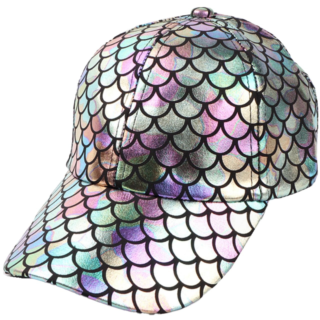 

Hat Cap Rainbow Color Casual Mermaid Scales Colorful Gradient Sparkly CZ530 [White Fang] Women s (Colorful)