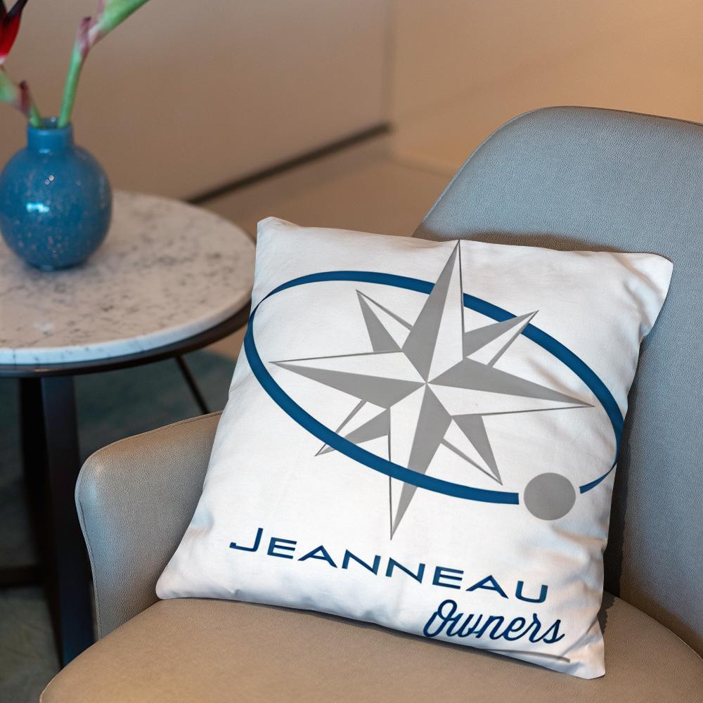 J-JEANNEAU logo Cushion Cover 2-in-1 Reversible Plush Pillow Cover | Car/Sofa/Bed | Perfect Gift