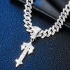 Alloy Cross Sword Pendant Full Diamond Cuban Chain Hip Hop Niche Legendary Big Sword Jewelry