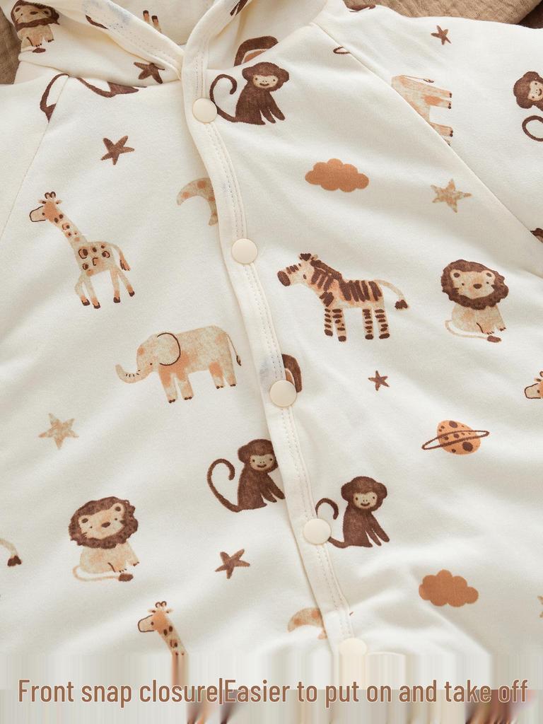 Newborn Winter Jumpsuit with Jacket, Hand & Foot Covers (0-6 Months) - Warm, Thickened Baby Outfit for Outdoor Use