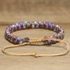 Purple Imperial Jasper Beaded Bracelet – Silver Accent Woven Boho Jewelry, Adjustable Colorful Healing Gift for Women
