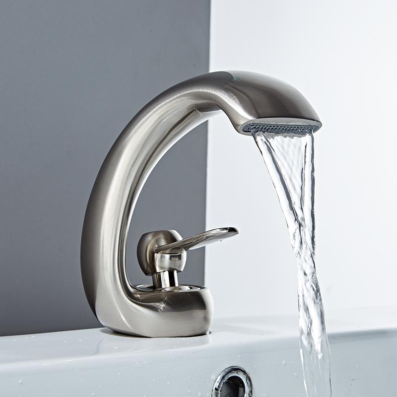 BAKALA Bathroom Basin Faucet Black/Chrome/White Brass Material Sink Mixer Tap Hot & Cold Sink Faucet Bathroom Lavotory Faucet