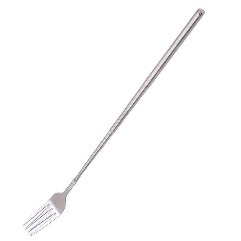Silver Stainless Telescopic Extendable Fork Dinner Fruit Dessert Long Cutlery Forks BBQ Meat Fork Kitchen Dinnerware Tableware