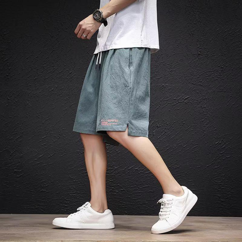 

Мужские летние повседневные льняные шорты — спортивные, свободный крой, тонкая хлопковая смесь, большой размер, фасон «пять точек» 2XL зелёный