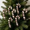 Flocked Candy Cane Decorative Flocked Christmas Ornament Holiday Hanging Decoration Christmas Themed Christmas Tree Decoration