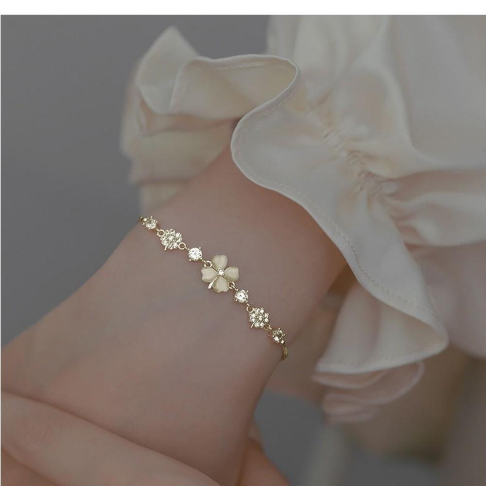 Delicate Adjustable Bracelet Gold Color Lucky Bracelet Four-leaf Clover Bracelet  Jewelry Gift