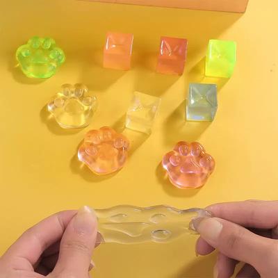 Fidget Toy Mini Squishy Spielzeug Mochi Eisblock Stressball Spielzeug Kawaii Transparenter Würfel Katzenpfote Fisch Stressabbau Knetspielzeug