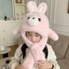 Winter Thickened Warm Plush Hat Scarf Integrated Two-Piece Set Cute Ears Rabbit Ears Moving Ear Hat