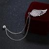 Cz Tassel Chain Angel Wings Brooch Men And Women Luxury Zircon Metal Feather Lapel Pins Men Women Jewelry Accessories