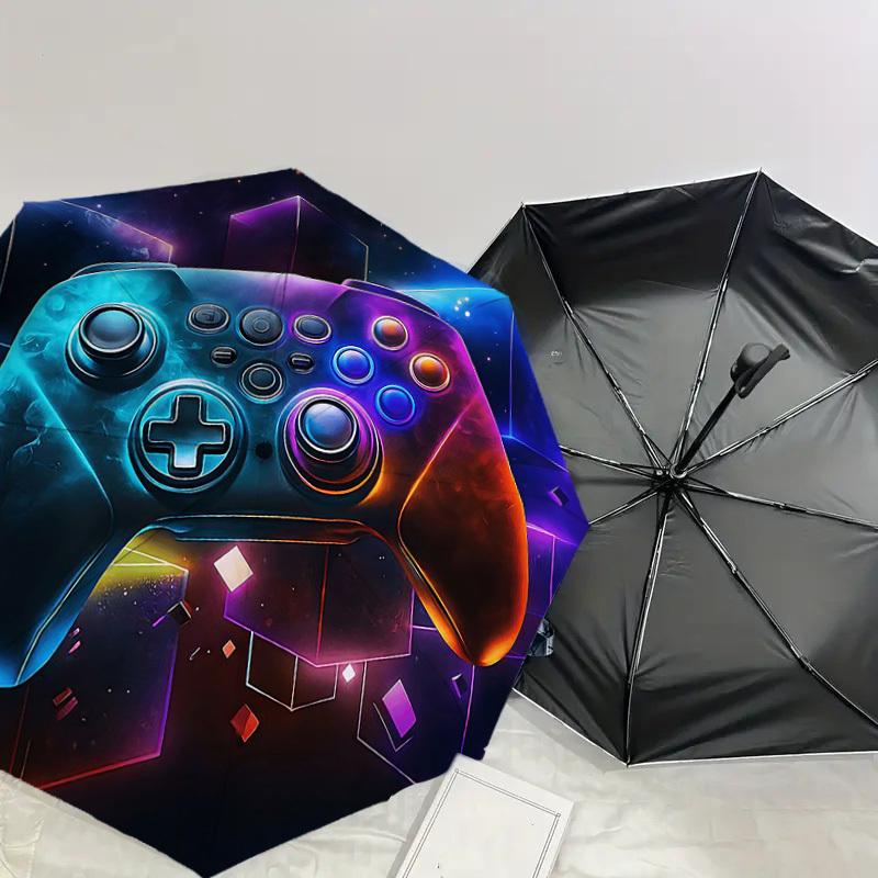 1PC Gamepad Umbrella-8-Rib Reinforced, Automatic Open, Lightweight & Durable, Fashion Accessory for Outdoor, J0402