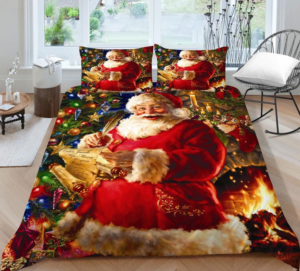 Świąteczny zestaw pościeli 3D, Pościel i poszewka na poduszkę z kreskówek 2/3 sztuki AU240 * 270 Pełnowymiarowa pościel