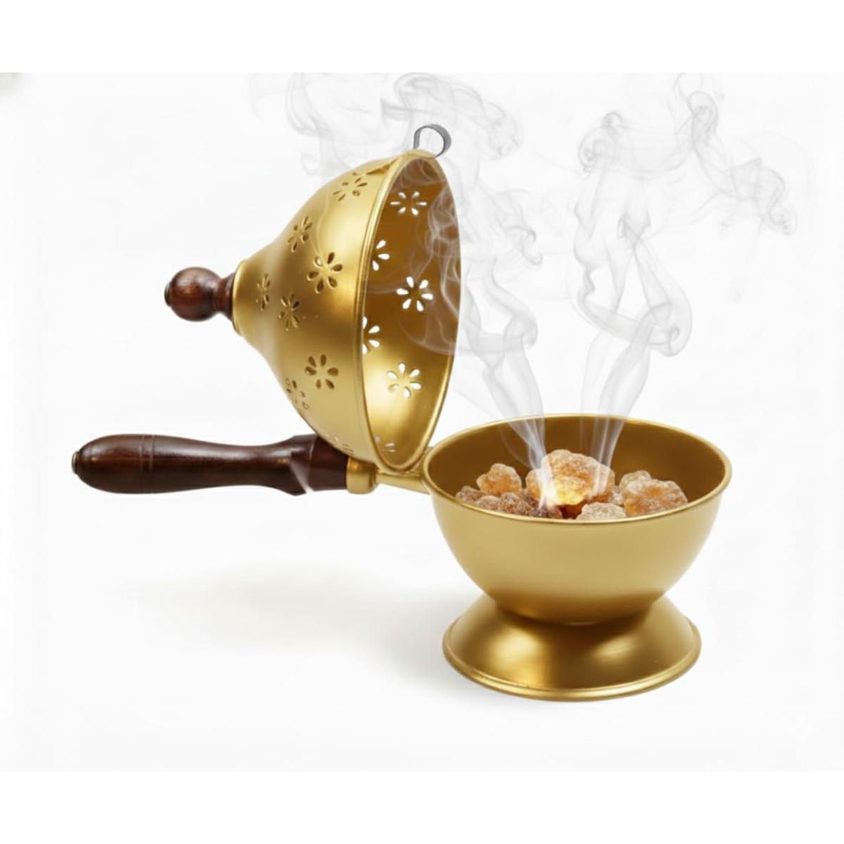 Metal Dhoop Holder | Incense Burner | Loban Dani | Dhoop Dani | Metal Loban Dhoop Dani | Dhoop Dani Stand Burner for Puja. (Gold)