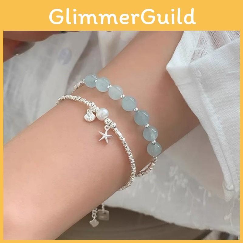 Shattered Silver Pearl Bracelet Women Ocean Star Shell Minimalist Gift Jewelry