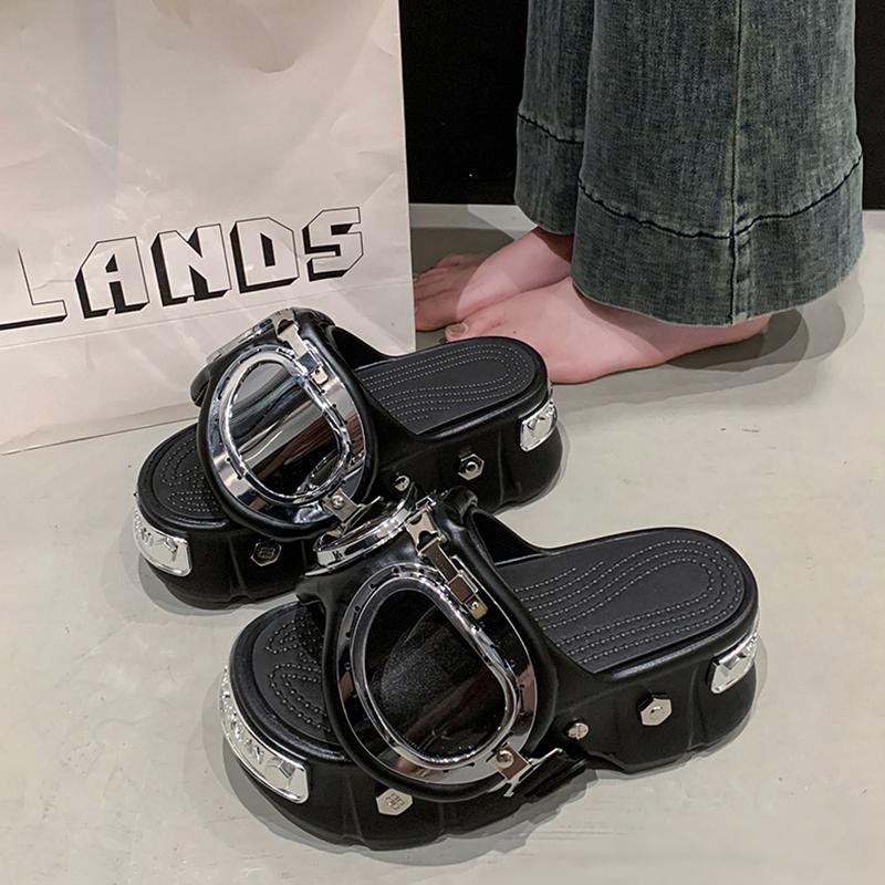 Fashion Cover Toe Beach Shoes Ladies' Slippers Platform Sabot Punk Scandals Slides Beach Shoes Cover Toe House Slippers Platform Slides