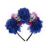 Halloween Headbuckle Undead Holiday Headgear Black and Red Simulation Flowers Skull Party Headband