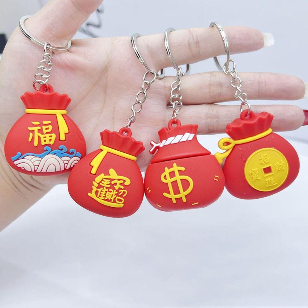 Dragon Year Lucky Charm Bag Car Key Chain Cartoon Dragon Year Cartoon Keyring  Kid Girl Boy