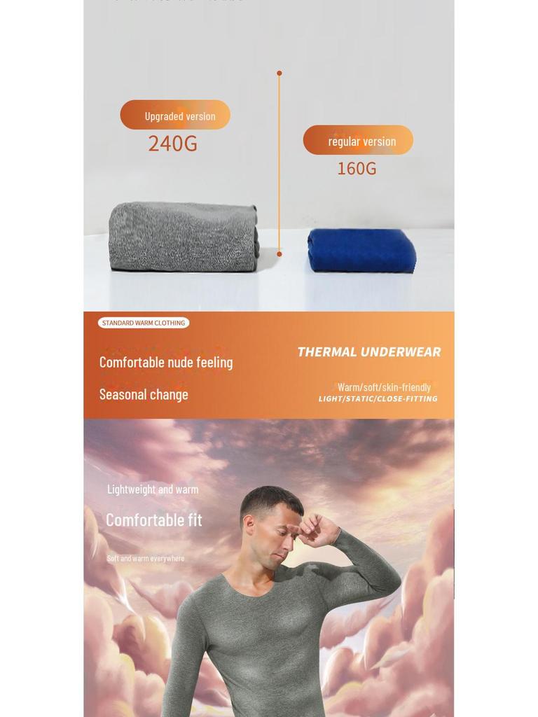 Men's Thermal Underwear Top - Velvet Lined, Thickened Long-Sleeve for Autumn/Winter Cold Protection