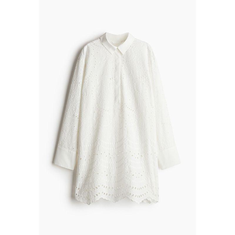 

HM 2025 New Fall Women s Clothing Dress Fashion Casual Casual Short Shirt Dress 1268117 White 155/76