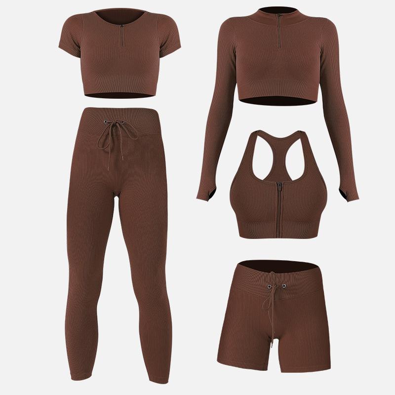 JYL Seamless Quick Dry Yoga Set Vest Drawstring Tight Pants Outfit L прусский синий