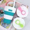 450ml Silicone Folding Straw Cup Space Saving High Temperature Resistant Retractable Cup with Buckle Leakproof Collapsible Cup
