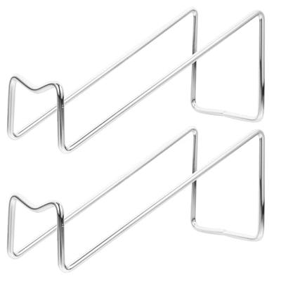 NUOLUX Set of 2 Metal Wine Bottle Holders/Wine Racks for Desktops, Modern Design, Iron, Silver, 3.3x2.4x3.3 Inches, Perfect for Kitchens, Bars, and Pa