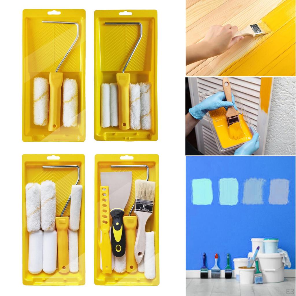Reusable Paint Roller Brush Kit with Handle, Tray for Commercial Residential