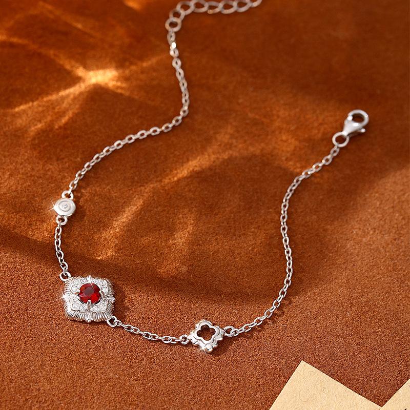 Natural stone jewelry s925 sterling silver bracelet women's retro court carving gold craftsmanship does not fade accessories women's fashion gifts
