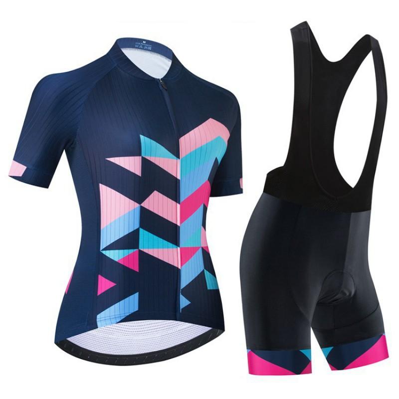 Womens Cycling Jersey Set Short Sleeve Bib Shorts Breathable Bike Riding Outfit Road