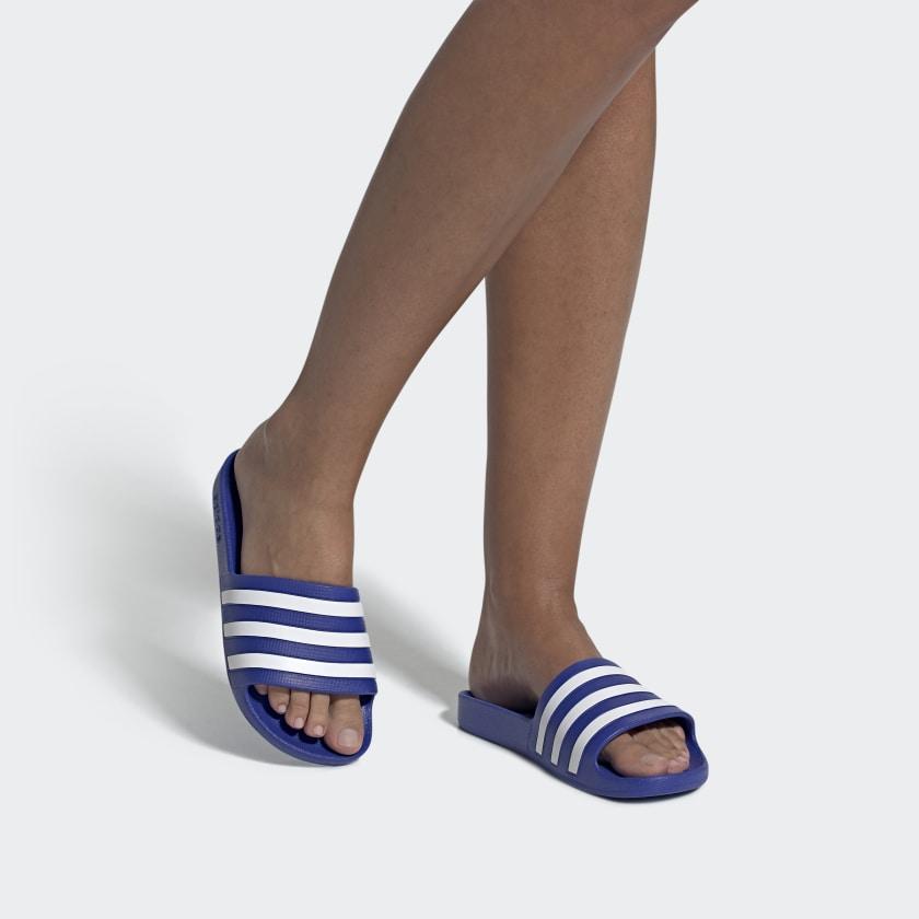 adidas Adilette Aqua Outdoor Flat Sports Rubber Sole Non-Slip Slide Sandals Women Footwear Blue White EG1605
